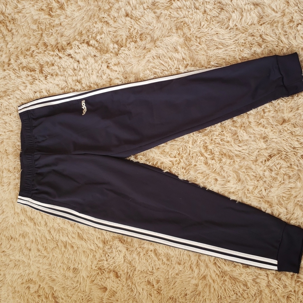Mens Adidas joggers, navy and white stripe, medium